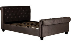 Schreiber Abbotsbury Button Back Sleigh Double Bed- Mink